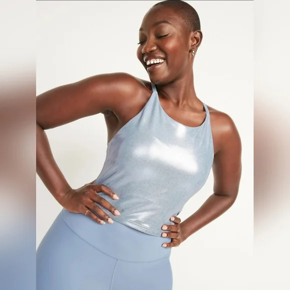 OLD NAVY Women’s Light Support PowerSoft Longline Sports Bra Melted Ice NWOT - Picture 4 of 11